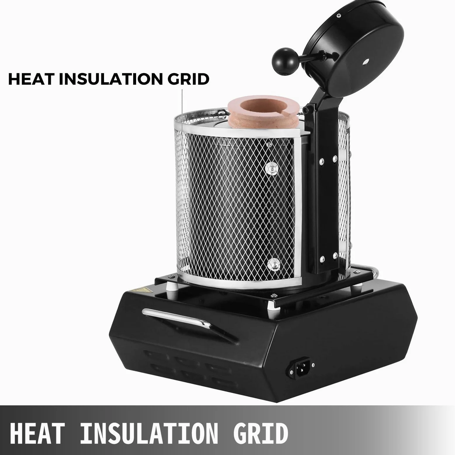 VEVOR Horno de Fusión de Oro, Temperatura Máx. 1150 ℃, Horno de Fusión Eléctrico Digital con Crisol Cerámico de 3 kg para Fundición y Refinación de Metales Preciosos, para Oro/Plata/Aluminio, Negro