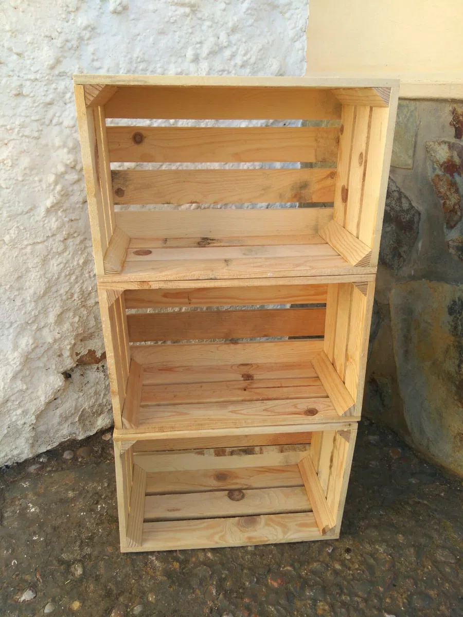 Set 4 Cajas DE Madera Pino Natural Vintage