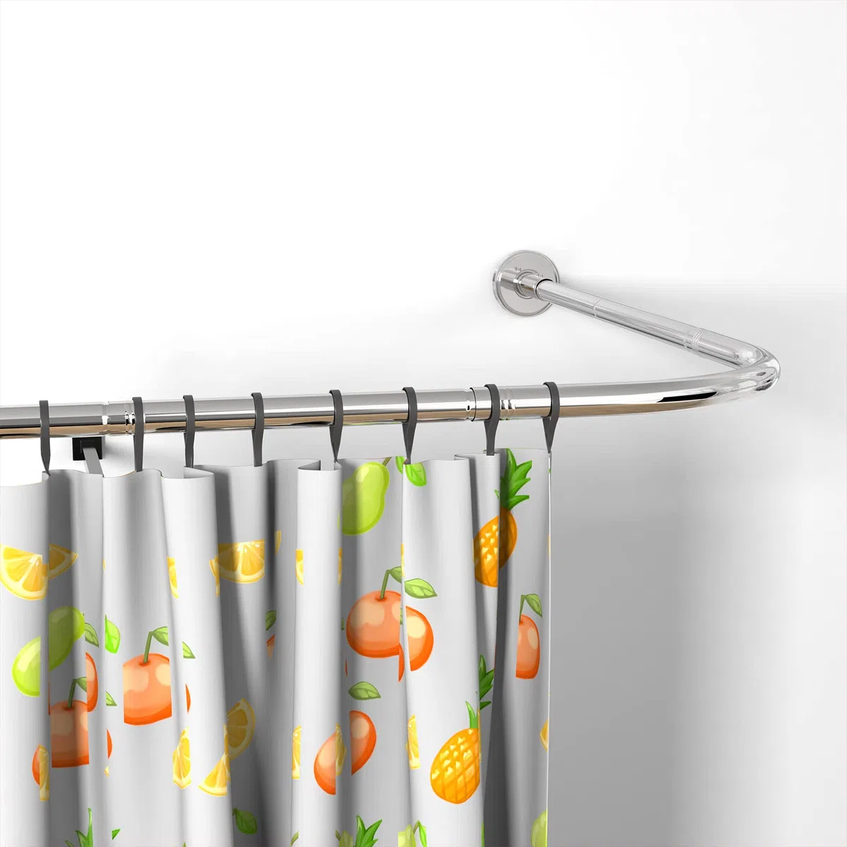 Barra de Cortina de Ducha L Forma, Barra Cortina Ducha Esquinera Ajustable de Acero Inoxidable, 75x170 cm Barra Ducha Curva con Anillos para Armario Baño Vestuario