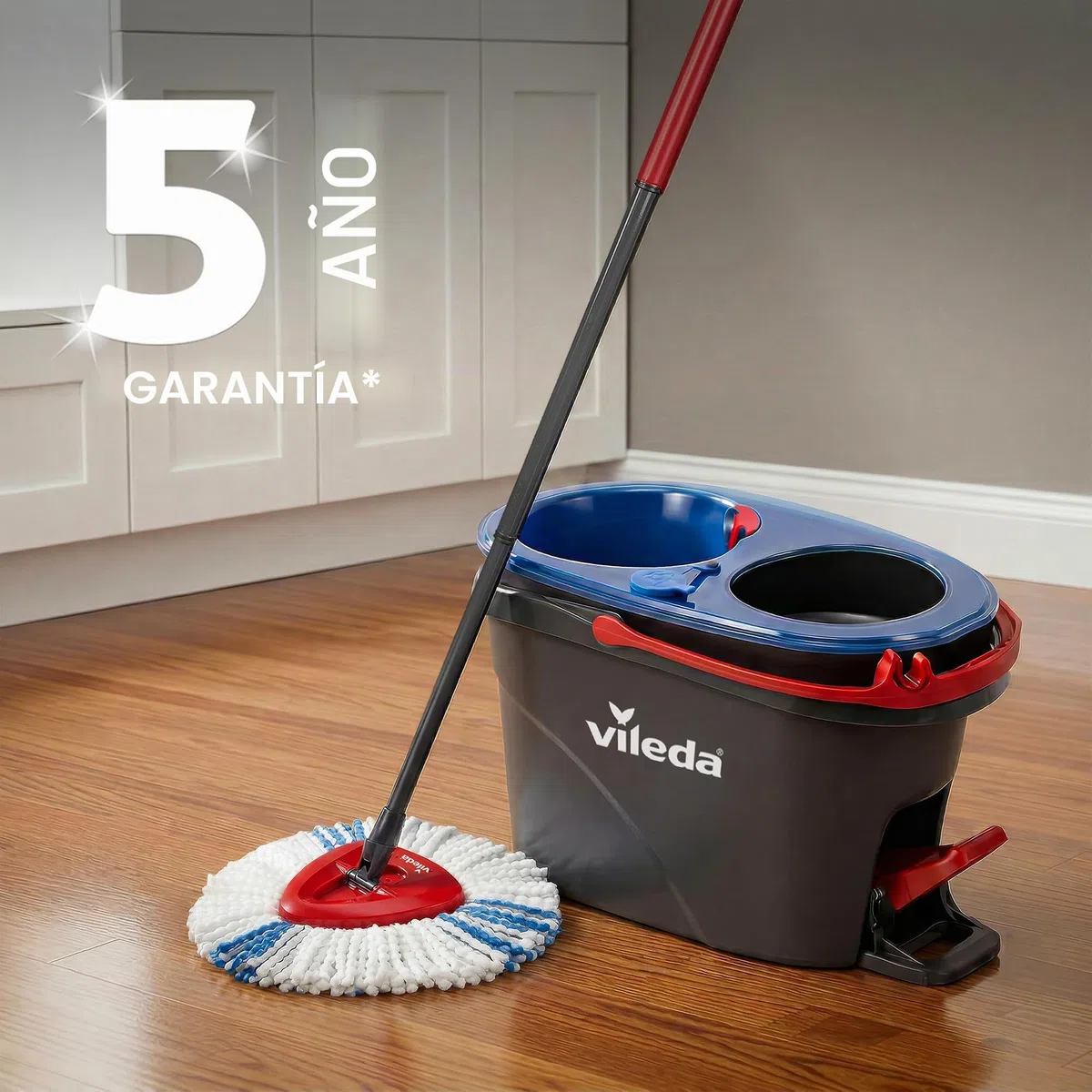 Vileda H2PrO - Sistema de fregona giratoria Vileda H2PrO | Separación de Agua de Doble Compartimento | Escurrido sin Esfuerzo | Limpieza con Microfibra | Sin Usar Las Manos | Diseño ergonómico