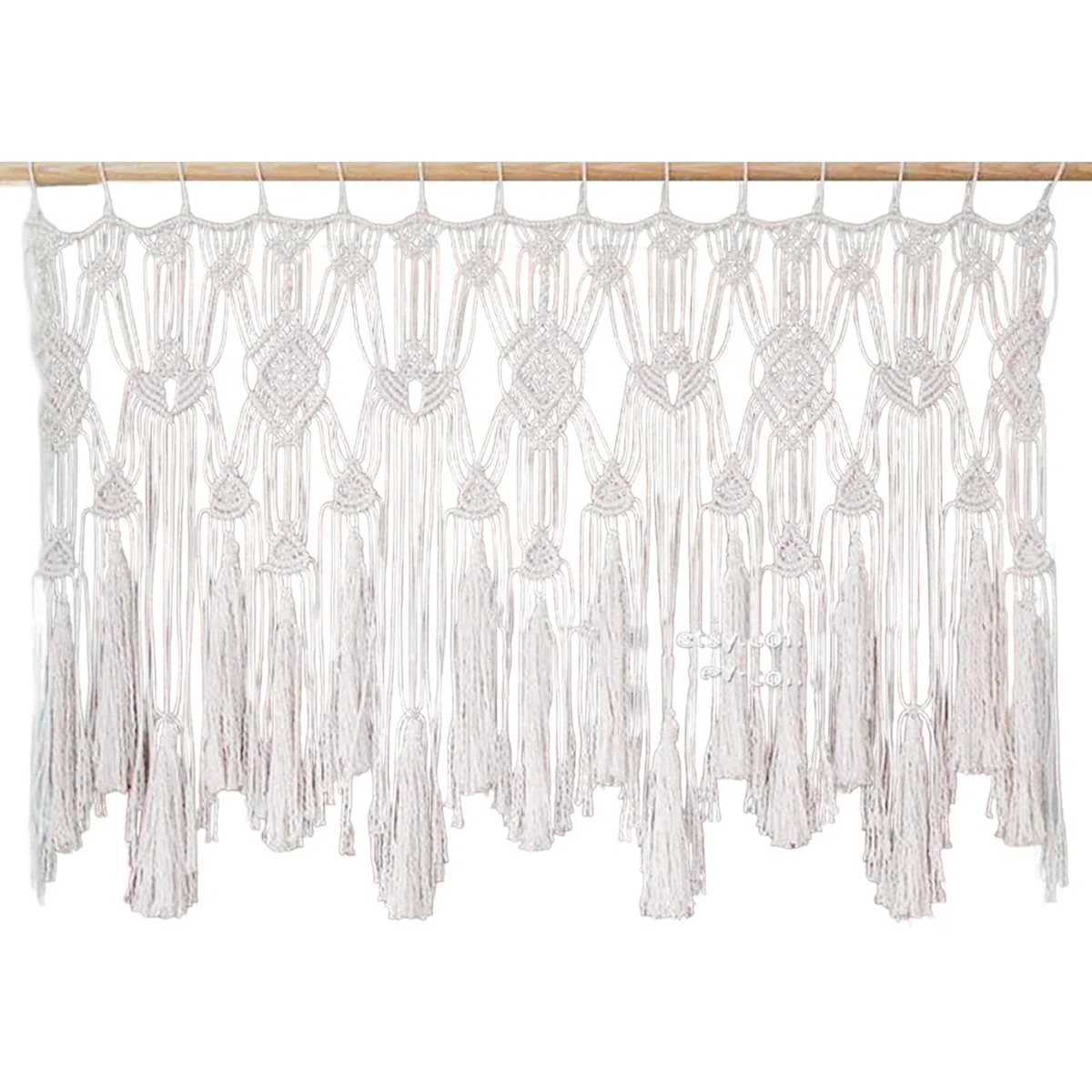 Cortinas de macramé para Ventanas, Cenefa de macramé Tejida con Cuerda de algodón, Cenefa Bohemia Corta para Colgar en la Pared para Puerta de balcón de Cocina, Dormitorio, 47x22 Pulgadas-