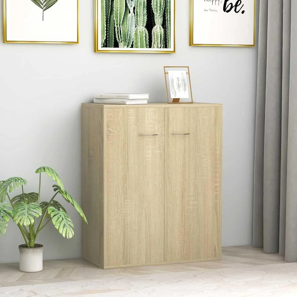 vidaXL Aparador Muebles de Cajones Almacenaje Buffet para Salón Comedor Dormitorio Casa Hogar Oficina de Madera Contrachapada Roble Sonoma 60x30x75 cm