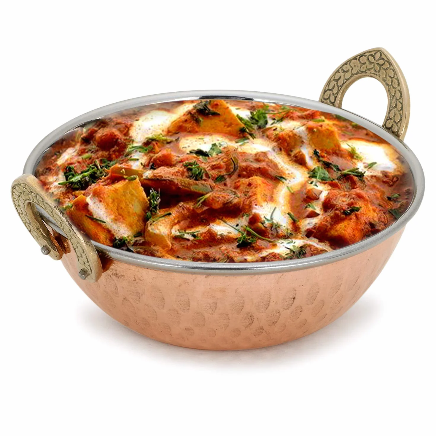Zap Impex Karahi de acero inoxidable para servir platos indios y curry de 2 piezas, 17 cm de diámetro