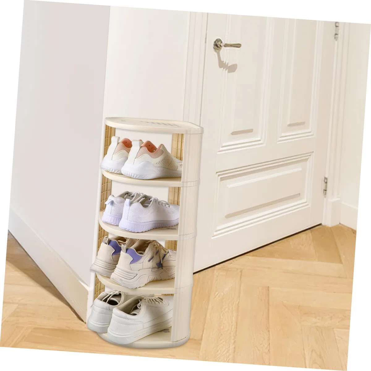 Estante Organizador De Zapatos De 9 Niveles, Zapatero Estrecho De Esquina Hogar, Estructura Vertical De Plástico Resistente Que Ahorra Espacio y Permite Montaje Rápido para Entrada
