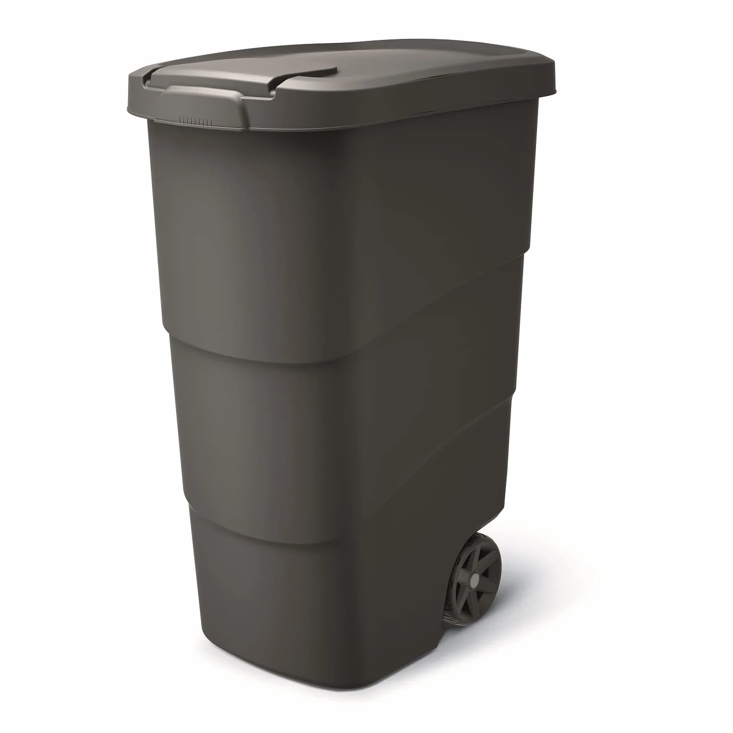 Prosperplast Wheeler Contenedor de basura con ruedas y tapa Universal Papelera de 90 litros (Negro)