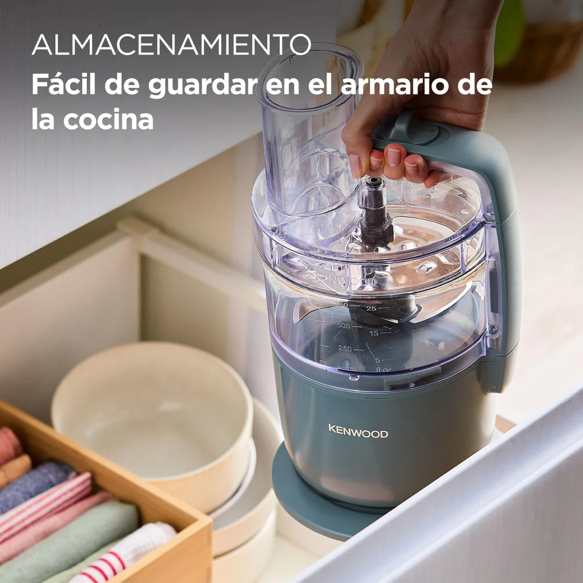Kenwood, MultiPro Go FDP22.130GY, Procesador de Alimentos, para Picar, Cortar en Rodajas, Rallar, Hacer Puré y Amasar la Masa, con Servicio Exprés, Recipiente, Cuchilla y Disco de 4 mm, 650 W