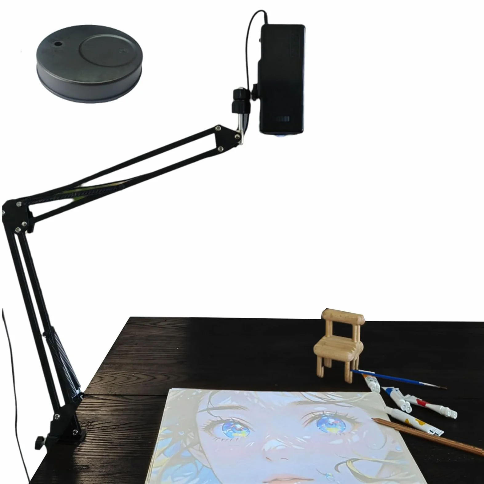 Proyector Smart Sketcher, Proyector Led Para Dibujar Con Proyección De 18 A 200 Cm, Transferencia De Imágenes Hd A Través De Usb/teléfono, Mando A Distancia Y Soporte, Herramienta De Calco with-base
