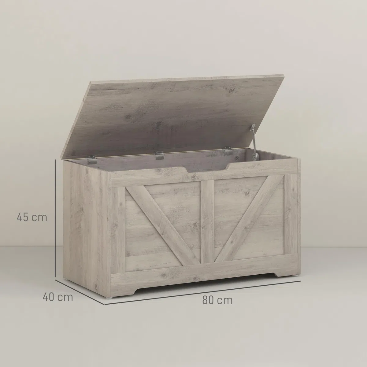 HOMCOM Baúl de Almacenaje para Dormitorio 100 L Banco de Almacenaje con Tapa Bisagra de Seguridad para Pasillo Salón 80x40x45 cm Gris