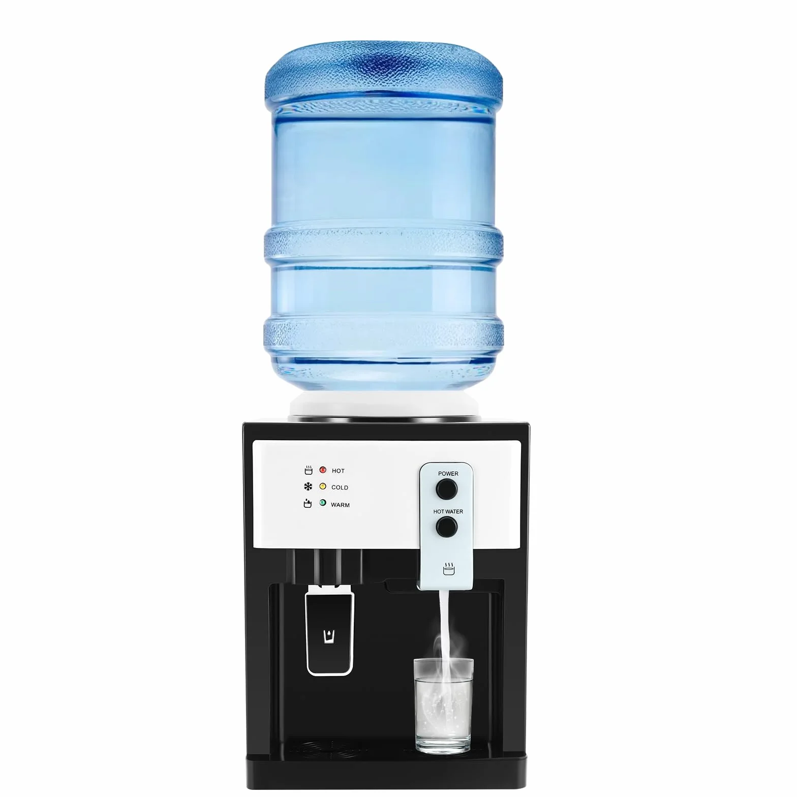 Dispensador eléctrico de agua fría y caliente, dispensador de agua caliente de 220 V, arranque con un botón con sumidero de agua extraíble, con 1,1-4,9 gal, cubos de agua, para escritorios, mesitas de