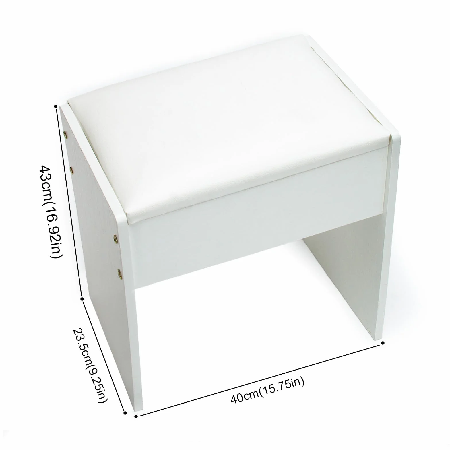 Taburete de Maquillaje de Terciopelo - Para Tocador, Piano y Dormitorio - Acolchado, Blanco, 43 x 40 x 23,5 cm