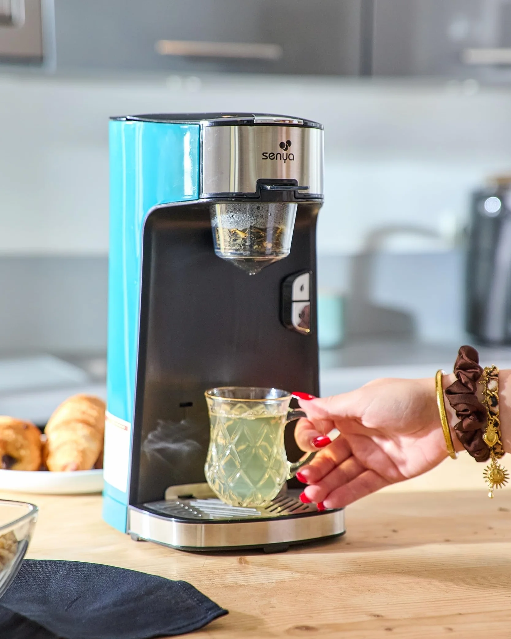 SENYA Tea Time, Tetera eléctrica compatible té a granel o bolsita, con infusor extraíble 1415 W, SYBF-CM013V