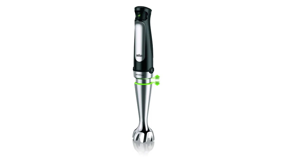 Braun Minipimer 7 - Batidora de Mano con Tecnología SplashControl, Sistema ActiveBlade para Alimentos Duros, Selección de Velocidad, Picadora 350 mL, Vaso 600 mL, 1000 W, Negro (MQ7025X)