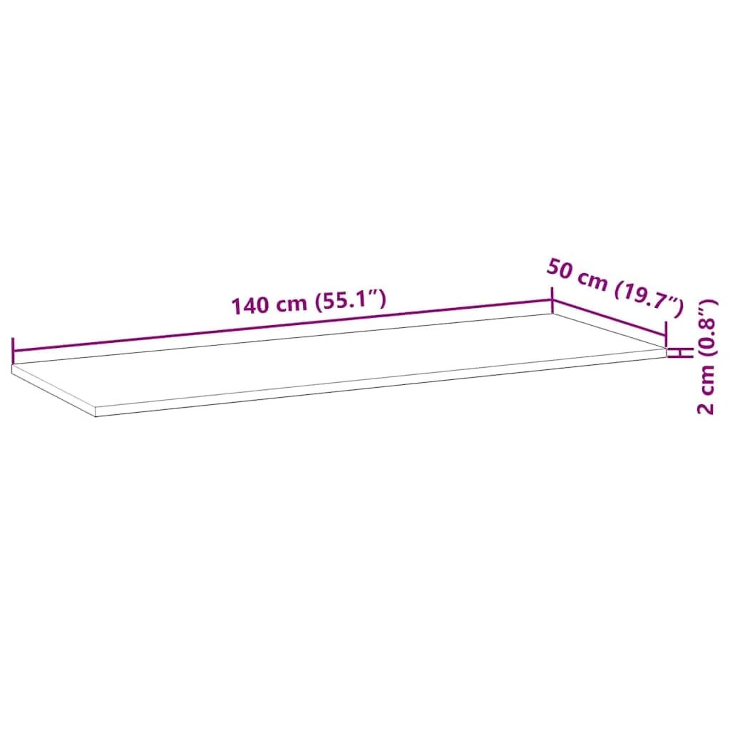 vidaXL Tablero Escritorio Madera Maciza Acacia sin Tratar 140x50x2 cm, encimera, encimera de baño, encimera de Garaje, encimera de Cocina
