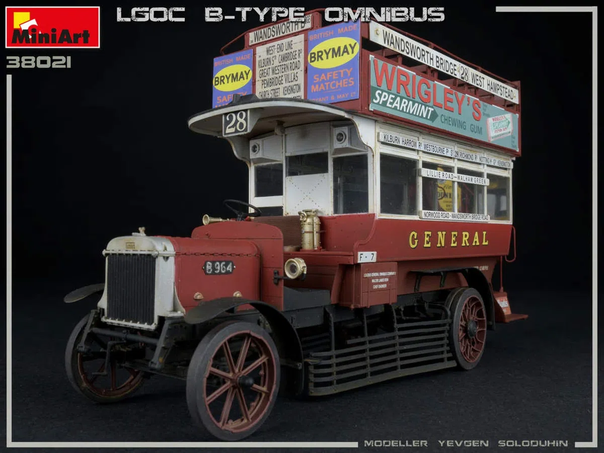 MiniArt 38021 1:35 London Omnibus LGOC Type B - Réplica original, modelismo, kit de plástico, manualidades, aficiones, pegado, kit de modelos, montaje, sin pintar