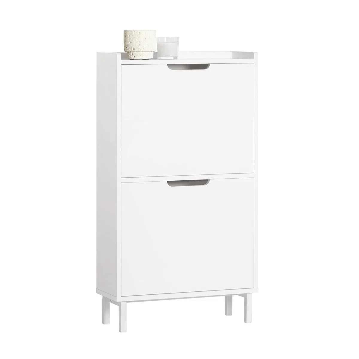 SoBuy Zapatero Estrecho Blanco con 2 Solapas Mueble Zapatero Entrada Recibidor, Armario Zapateros Estrecho de Madera para Pasillo Estrecho y Entrada, 50x19x91cm, Blanco，FSR151-W