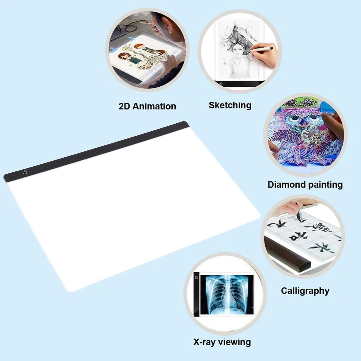 SustVita Tablero de dibujo LED A2, ajuste de brillo de 3 niveles, tablero de dibujo con luz protectora para los ojos para copiar bocetos